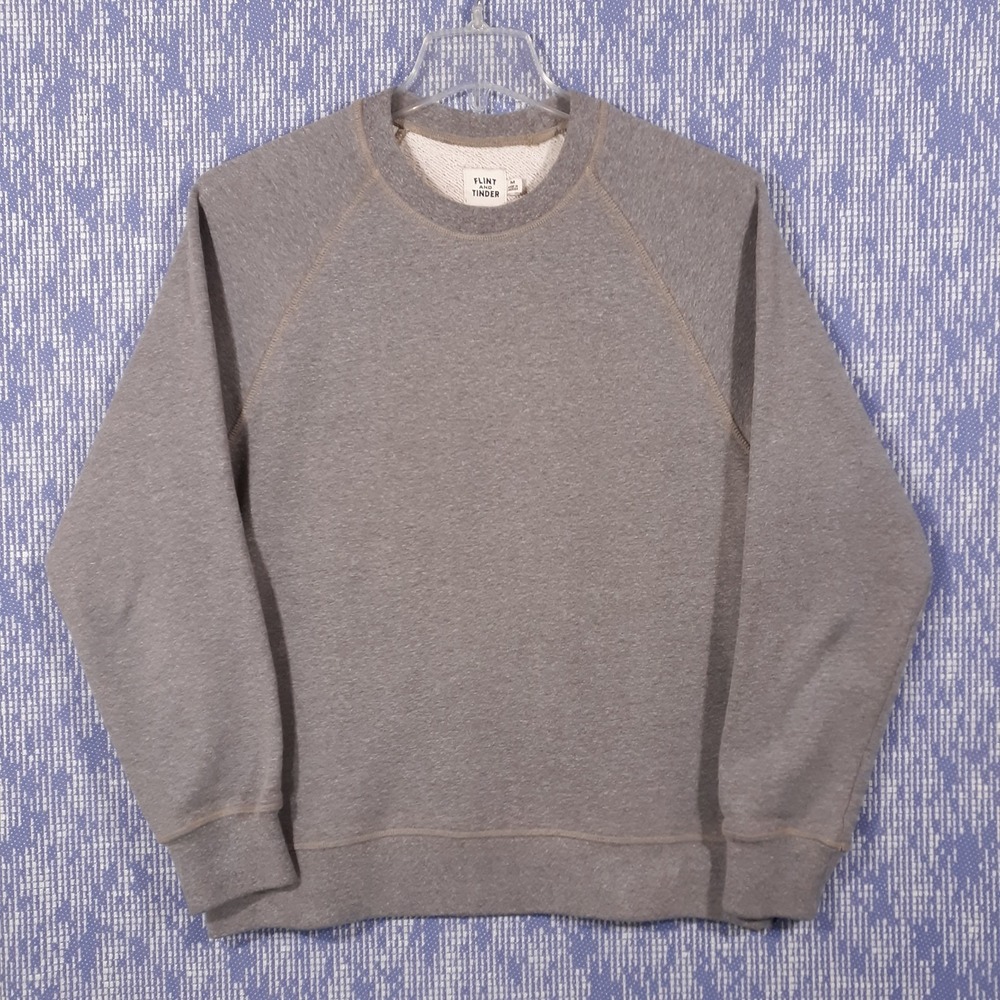Flint And Tinder Sweatshirt Mens M Pullover Gray Crew Neck Heavyweight Cotton